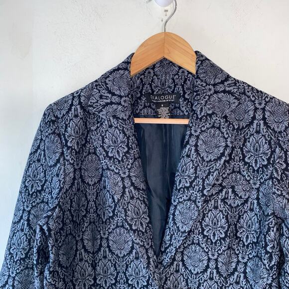 VTG Dialogue Jacquard Long Blazer Jacket Women’s SZ 8 Baroque Academia Elegant - Picture 2 of 10